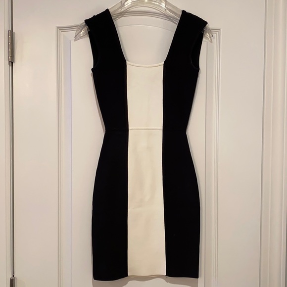 bcbg black and white short dress BCBG Max Azria Black and White Mini Dress, Size Small, US 4